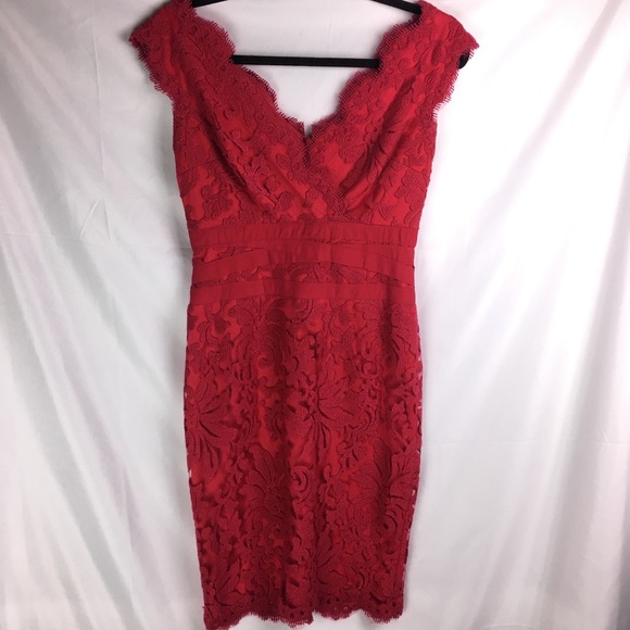 🌟HP🌟 Tadashi Shoji Cranberry Embroidered Dress - Picture 3 of 8